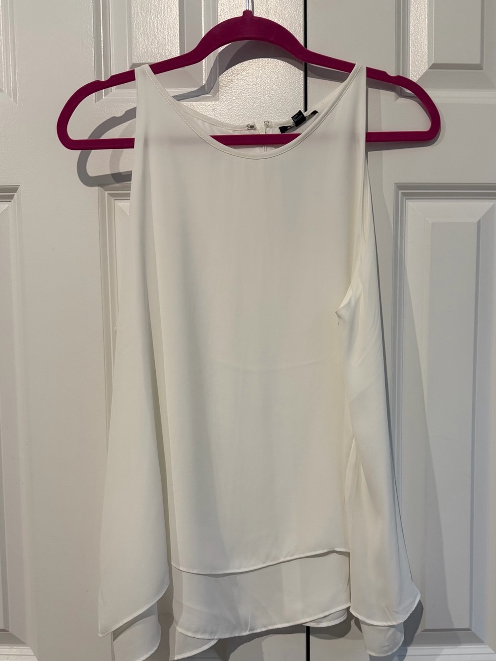 Cream Sleeveless Layered Chiffon Tank Top